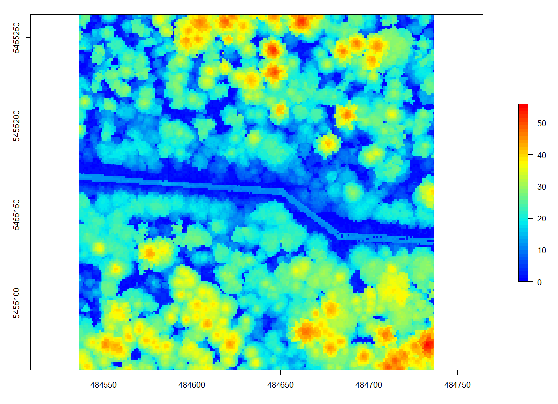 A canopy height model (CHM), also known as a digital surface model (DSM) produced from LiDAR. (Du Toit, CC-BY-4.0).